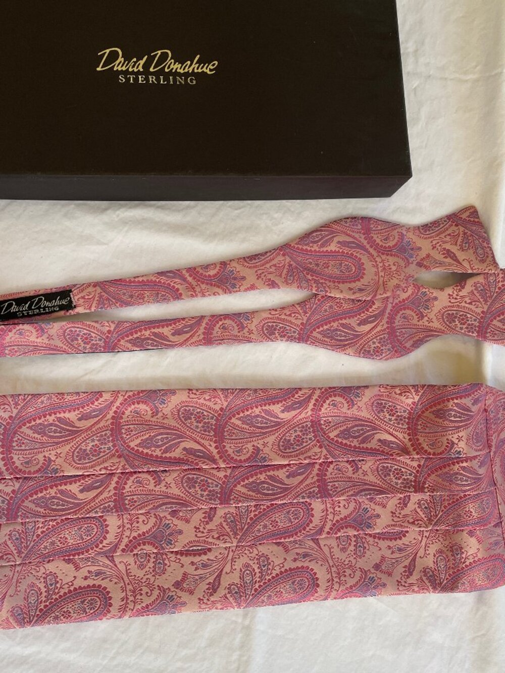 DAVID DONAHUE 100% Silk Cummerbund and Bow Tie Set